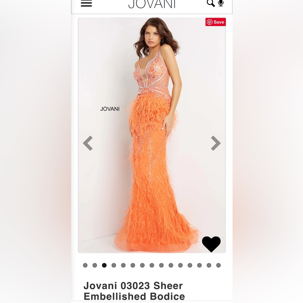 Orange, size 2 Jovani Sheer Embellished Bodice Prom Dress